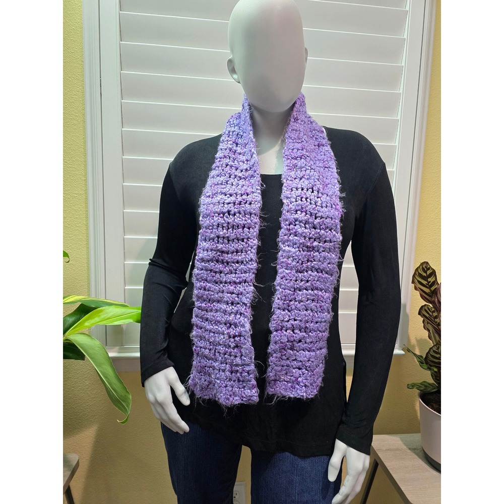Purple Fuzzy Knit Cozy Scarf OSFM